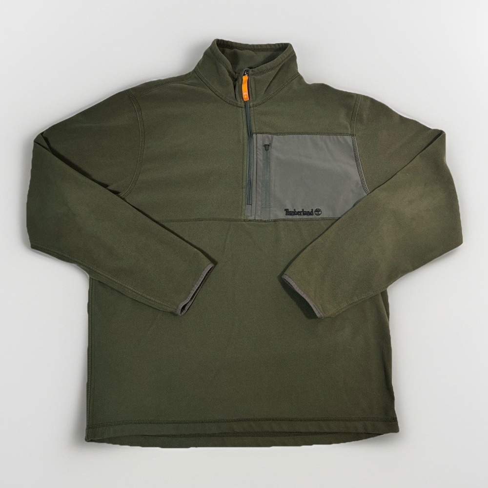 Timberland Pullover  Olive‎ Fleece 1/4 Zip Jacket Men L Outdoor Utility Hunting